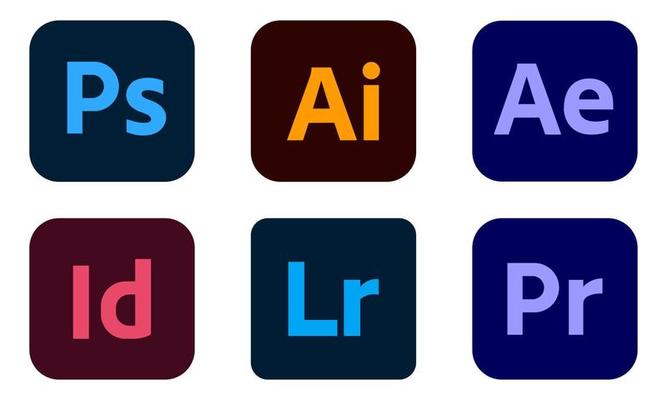 set-of-popular-adobe-apps-icons-free-vector